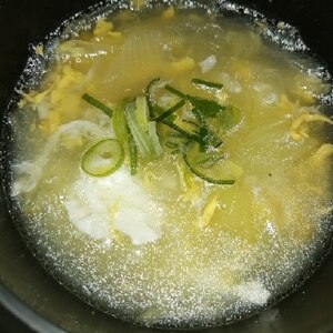 鶏つくねの茹で汁で作るかきたまスープ
